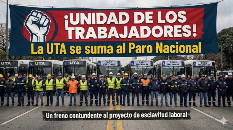 ¡Unidad de los trabajadores! La UTA se suma al Paro Nacional: Un freno contundente al proyecto de esclavitud laboral