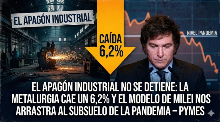 El apagón industrial no se detiene: la metalurgia cae un 6,2% y el modelo de Milei nos arrastra al subsuelo de la pandemia