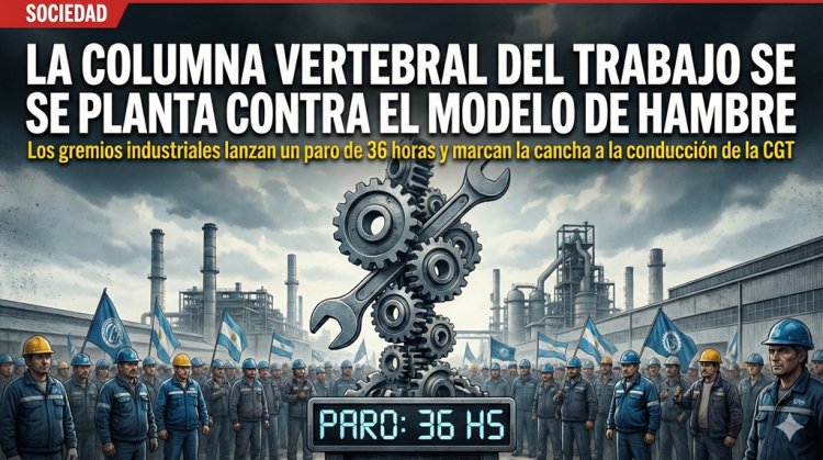 La columna vertebral del trabajo se planta contra el modelo de hambre: Los gremios industriales lanzan un paro de 36 horas y marcan la cancha a la conducción de la CGT