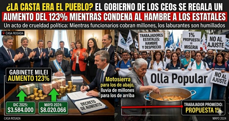 ¿La casta era el pueblo? El gobierno de los CEOs se regala un aumento del 123% mientras condena al hambre a los estatales